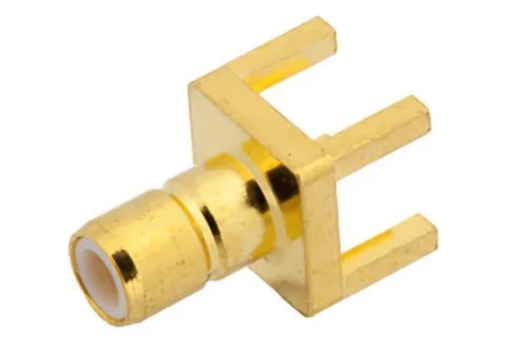 SMB Jack Connector Solder Type Thru Hole PCB, .200 inch x .067 inch Hole Spacing
