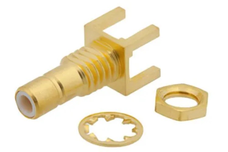 SMB Jack Bulkhead Mount Connector Solder Type Thru Hole PCB, .177 inch D Hole