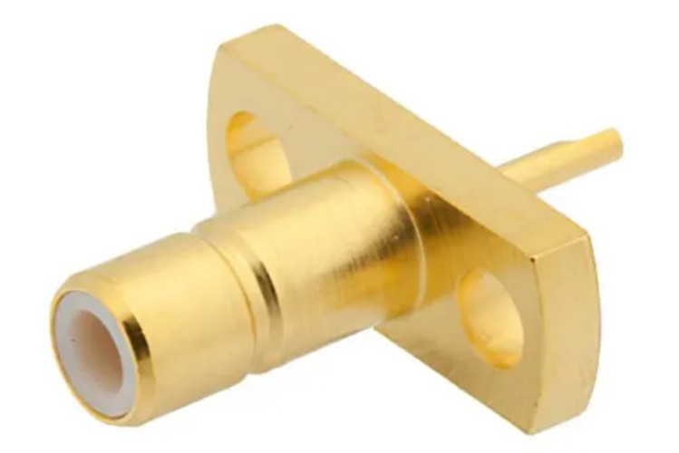 SMB Jack Connector Solder Type 2 Hole Flange Mount Solder Cup Terminal, .328 inch Hole Spacing