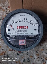 Gemtech Low Differential Pressure Gauge - Accuracy: 2% (-ha Model 1) Of Fs (3% (-ha 1.5%) On -0