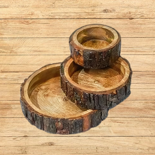 Wooden Serving Tray Set of 3