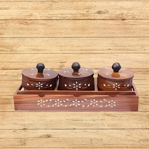 Wooden Tray with Container Set
