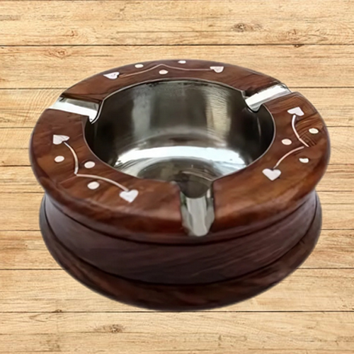 Brown Wooden Ashtray - Color: Various Available