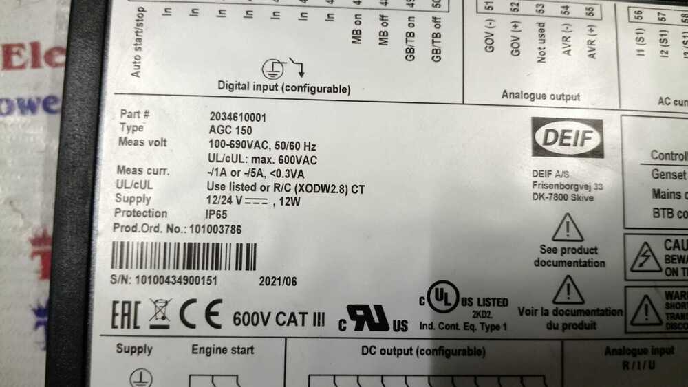 Deif Agc 150 Advanced Genset Controller