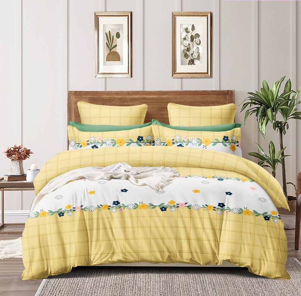 Double Bedsheet - Printed Cotton Blend, Vibrant Colors And Patterns For Enhanced Bedroom Aesthetics And Comfortable Sleep