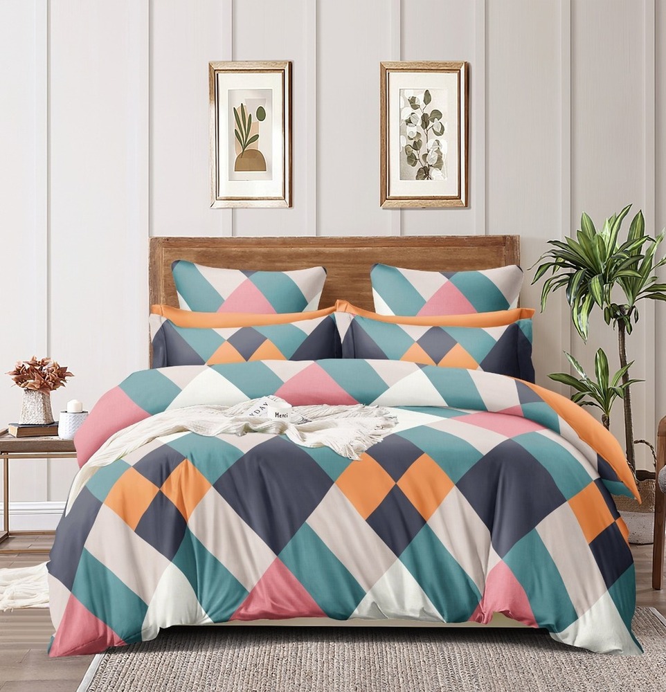 Double Bedsheet - Printed Cotton Blend, Vibrant Colors And Patterns For Enhanced Bedroom Aesthetics And Comfortable Sleep