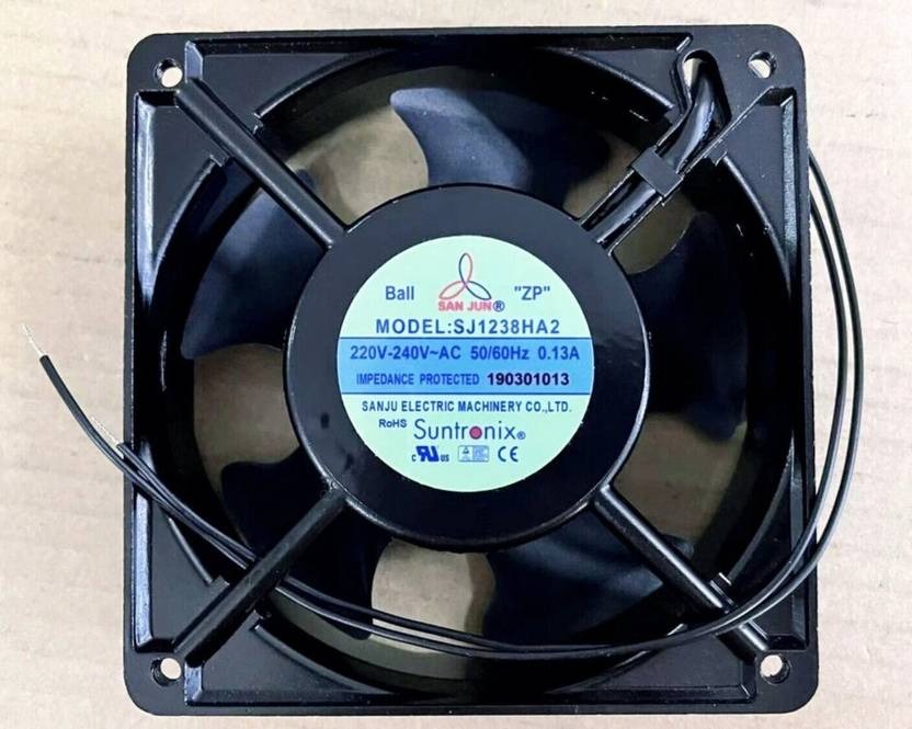 Suntronix SJ1238HA2 Axial Fan 220/240V-0.13A DC Air Cooling Fan 12038mm 2Wire Cooler  (Black, Metal)