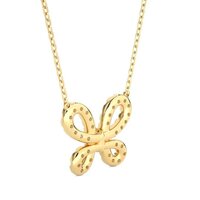 Round Cut Lab Grown Diamond Butterfly Pendant in 18K Solid Gold