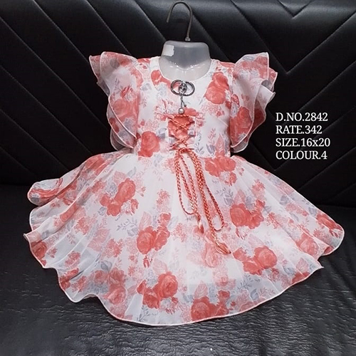 2842 16X20 Flower Printed Baby Frock - Color: Different Available