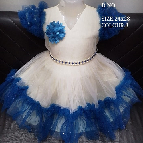24x28 Sky Blue And White Baby Frock