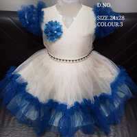 24x28 Sky Blue And White Baby Frock