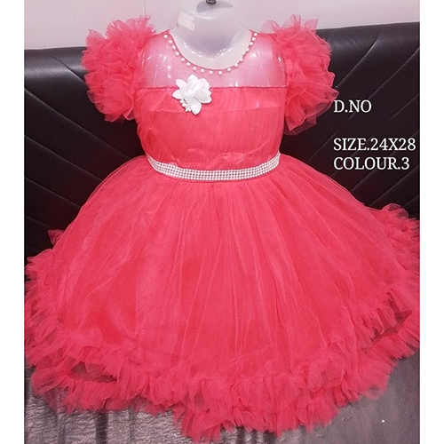 24X28 Long Net Baby Frock - Color: Different Available