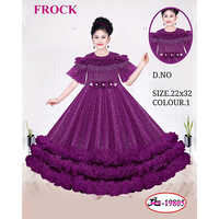 19805 22x32 Purple Net Frilled Fluffy Baby Frock