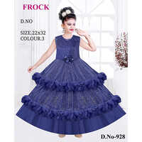 928 22x32 Royal Blue Sequin Work Baby Frock