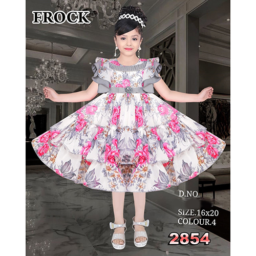 2854 16x20 Floral Printed Baby Frock