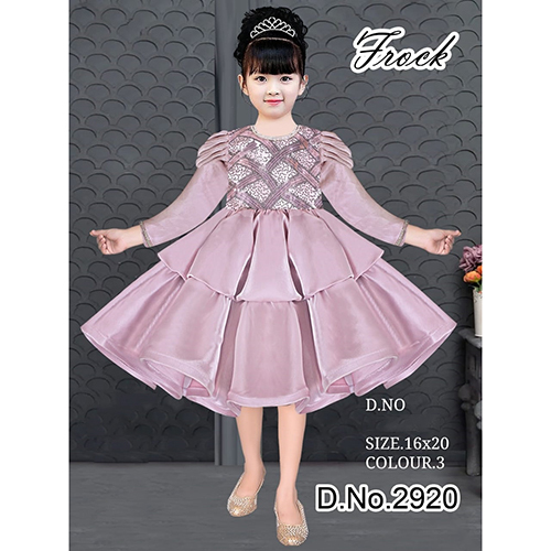 2920 16x20 Lavender Sequins Embroidered Baby Frock