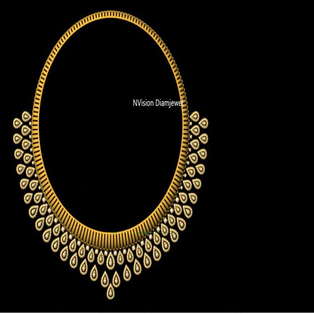 Exquisite Royal Gold Droplet Natural Diamond Necklace