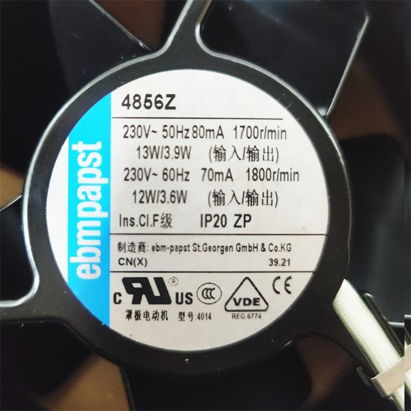 ebmpapst 4856Z 12038 230V AC 50HZ 4.0A 13W 100m3/h 1700rpm Ball Bearing Chassis Control Cabinet Axial Cooling Fan