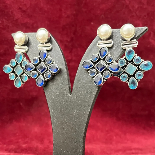 Oxidized Earrings With Multicolor