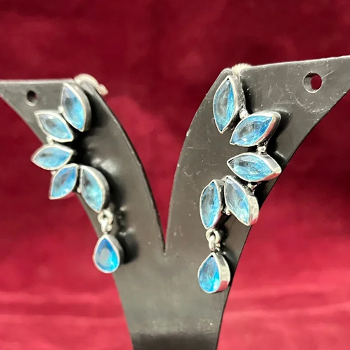 Oxidized German Silver Half Moon Design Earrings