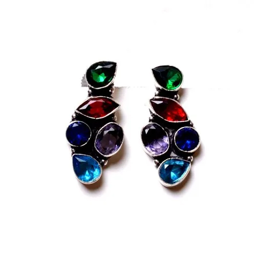 Multi Gemstone Designer Earrings - Gender: Women