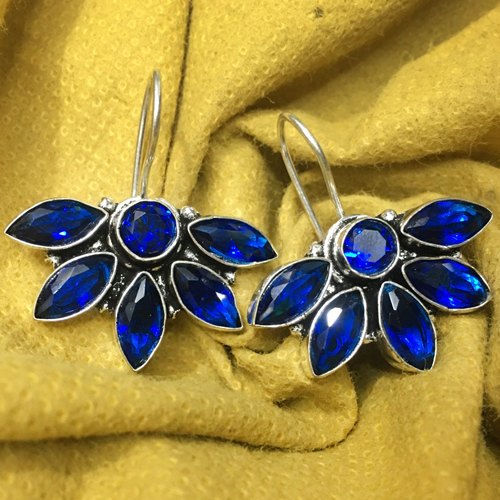 Oxidized Stone Flora Earrings