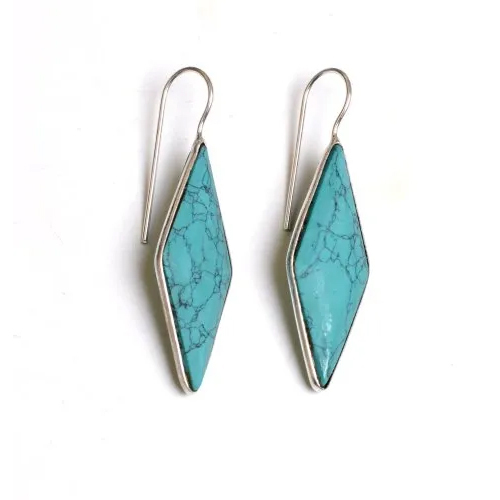 Green Quartz Turquoise Gemstone Silver Plated Women Earrings - Color: Sky Blue