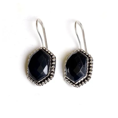 Black Onyx Gemstone Designer Earrings - Gender: Women