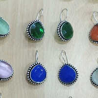 Gemstone Hanging Earrings - Color: Multi Colour