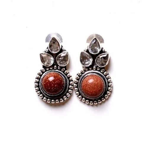 Goldstone Gemstone Designer Earrings