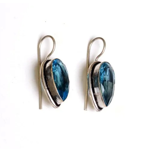 Blue Topaz Gemstone Designer Earrings