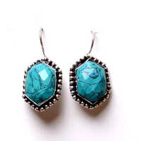 Turquoise Gemstone Designer Earrings - Color: Sky Blue