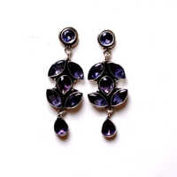 Sapphire Gemstone Designer Earrings - Color: Blue