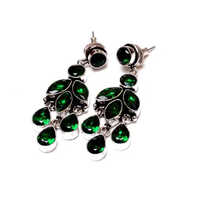Green Quartz Gemstone Designer Earrings - Gender: Women