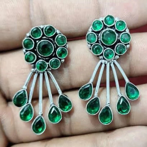 Green Pear RND Earrings