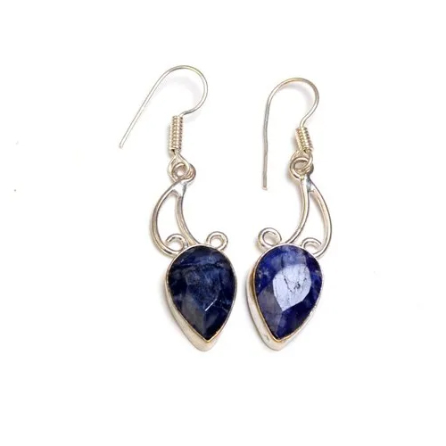 Sapphire Gemstone Silver Plated Women Earrings