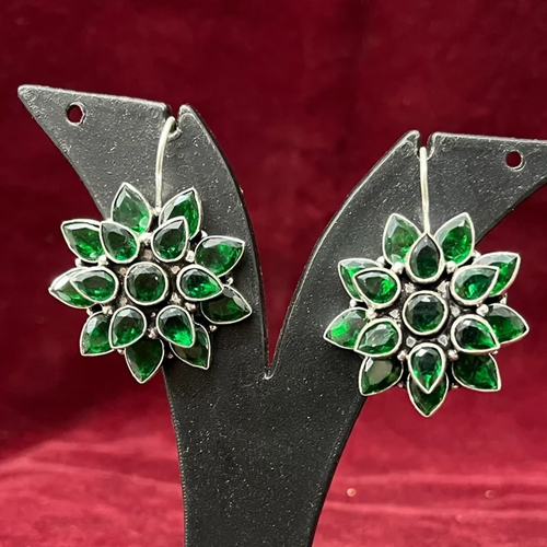 Oxidized Double Step Flora Earring