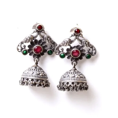 Silver Look Like Oxidized Fashion Earrings