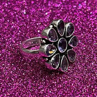 92.5 Silver Plated Amethyst Quartz Ring - Design: Modern
