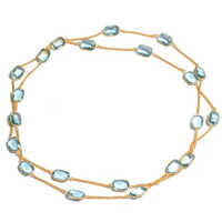 Blue Topaz Gemstone Gold Plated Women Necklace - Design: Modern
