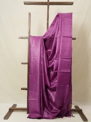 Pure Tussar Desi Silk Saree - Color: Peach