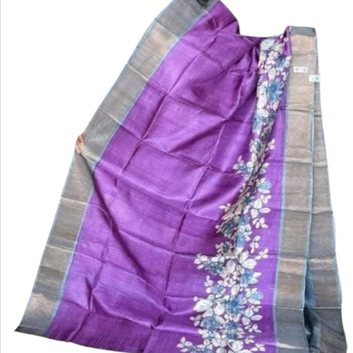 Ladies Pure Tussar Munga Silk Saree - Color: Purple