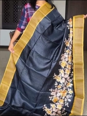 Pure Tussar Munga Silk Sareeblock Printed - Color: Backs