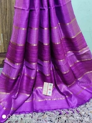 Ladies Pure Tussar Staple Silk Saree - Feature: Washable