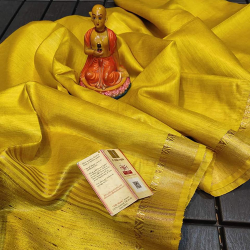 Yellow Color Temple Border Saree