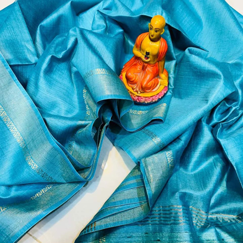 Sky Blue Temple Border Saree