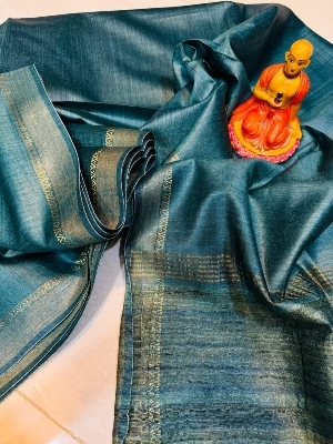 Pure Tussar Munga Silktemple Border - Feature: Washable