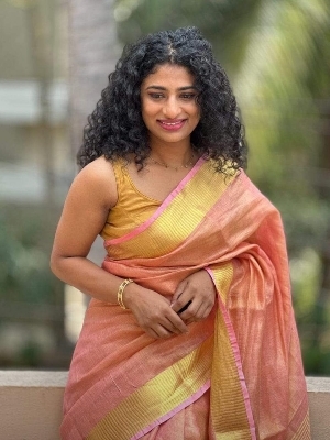 Tissue linen saree