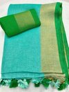 Sky Blue Color Saree - Feature: Washable