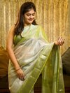 Pure Tissue Linen Saree - Color: Green